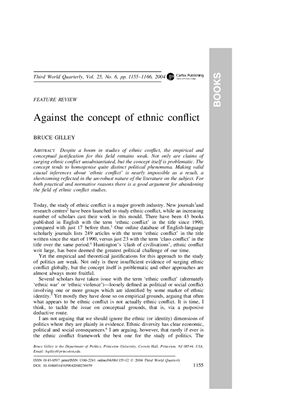 Gilley Bruce. Against the concept of ethnic conflict