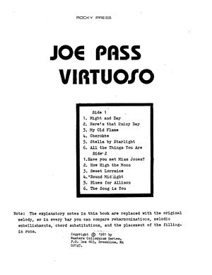 Pass Joe. Virtuoso