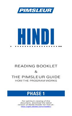 Pimsleur. Hindi: Reading Booklet &amp; the Pimsleur Guide How the Program Works