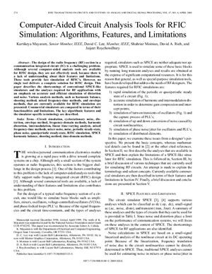 Mayaram K., Lee D.C., Rich D.A., Roychowdhury J. Computer-Aided Circuit Analysis Tools for RFIC Simulation: Algorithms, Features, and Limitations