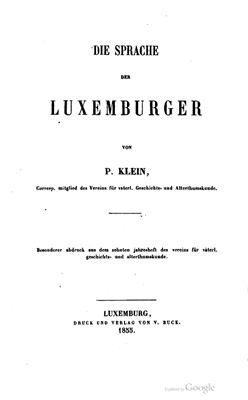 Klein P. Die Sprache der Luxemburger