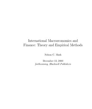 Nelson C. Mark International macroeconomics and finance: theory and empirical methods