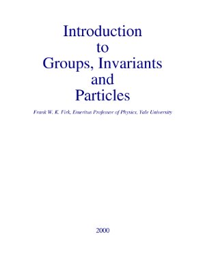 Firk F.W.K. Groups, Invariants and Particles