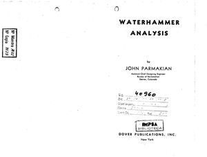Parmakian John. Waterhammer Analysis