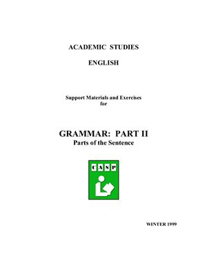 Academic Studies English - Grammar: Parts of the Sentence