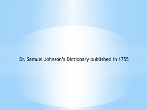Dr. Samuel Johnson’s Dictionary published in 1755