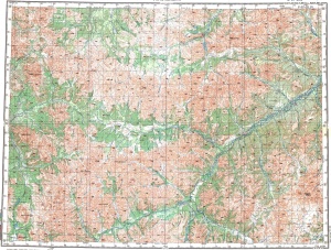 Топографическая карта P-57-III, IV верховья р.Омолон (2км)