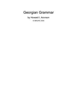 Aronson H.I. Georgian: A Reading Grammar