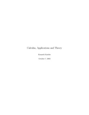 Kuttler K. Calculus, Applications and Theory