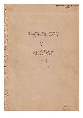 Hedinger R., Hedinger S. Phonology of Akɔɔse (Bakossi)