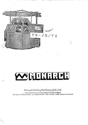 Monarch. FX-JS/72. Спецификация вязальной машины