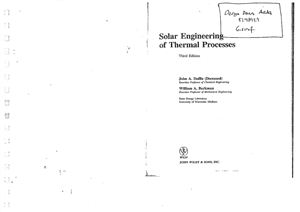 Duffie J.A., Beckman W.A. Solar Engineering of Thermal Processes