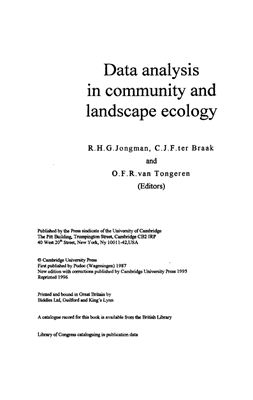 Джонгман Р.Г.Г., Тер Браак С.Дж.Ф., Ван Тонгерен О.Ф.Р. Анализ данных в экологии сообществ и ландшафтов