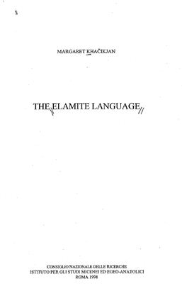 Khačikjan M. The Elamite Language