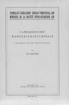 Donner K. Samojedische wörterverzeichnisse