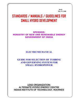 Selection of Turbine for SHP (Draft), AHEC Roorkee, India