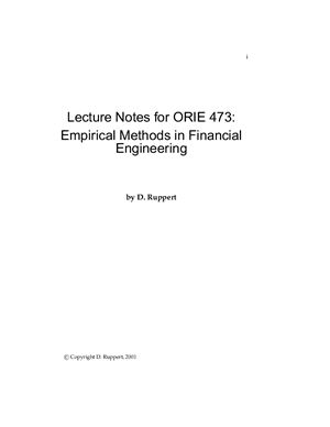 Rupert D. Empirical methods in financial engineering