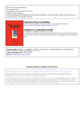 Review articles on the study of combustion. Combustion Theory and Modelling. Volumes Part 2 1-13 [1997-2009]