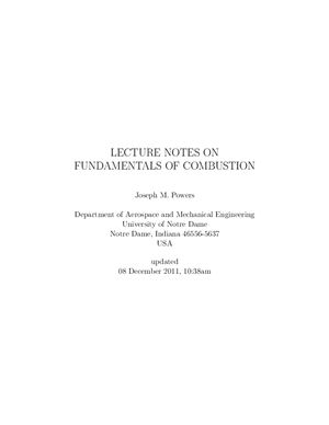 Powers J.M. Lecture Notes on Fundamentals of Combustion