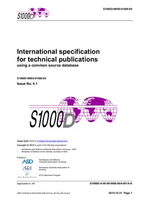 S1000D Issue No. 4.1 (2012-12-31) International specification for technical publications using a common source database