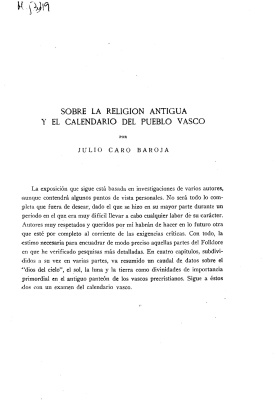 Baroja Julio C. Sobre la religión antigua y el calendario del pueblo vasco