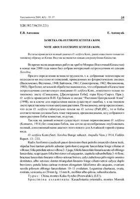 Антонюк Е.В. Заметка об Oxytropis setifera Kom