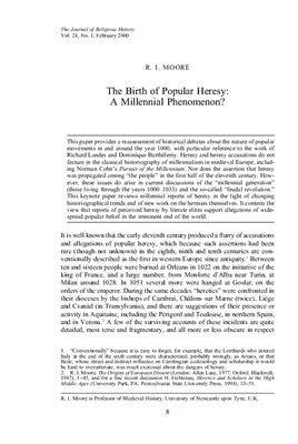 Moor R.I. The Birth of Popular Heresy: A Millennial Phenomenon?