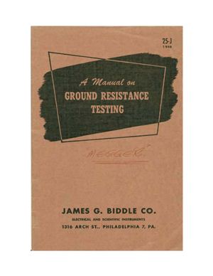 James G. A Manual on Ground Resistance Testing
