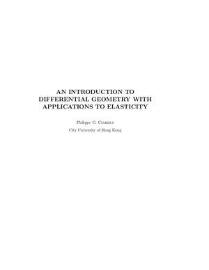 Ciarlet P. An Introduction to Differential Geometry with Applications to Elasticity