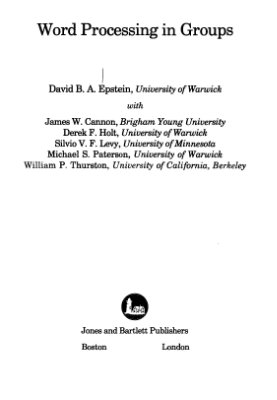 Epstein D.B., Cannon J.W., Holt D.F. et al. Word Processing in Groups