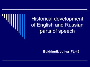 Historical Development of English and Russian Parts of Speech