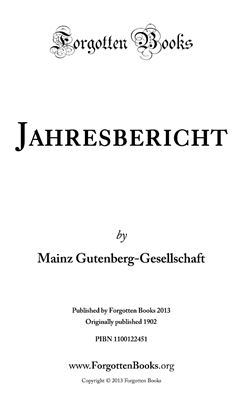 Jahresbericht by Mainz Gutenberg-Gesellschaft
