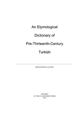 Clauson Gerard. An Etymological Dictionary of Pre-Thirteenth-Century Turkish
