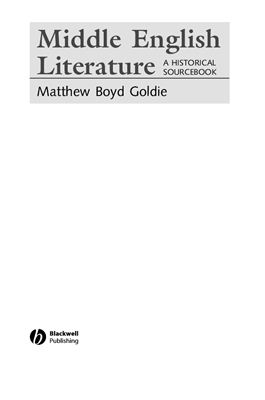 Goldie Matthew Boyd Middle English Literature