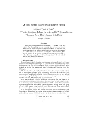 Focardi S., Rossi A. A new energy source from nuclear fusion