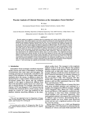 Gao W., Li B.L. Wavelet analyses of coherent structures at the atmosphere - forest interface