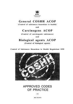 Health and Safety Commission General COSHH and Carcinogens and Biological agents