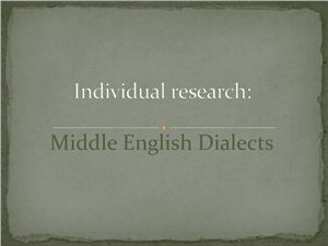 Middle English Dialects