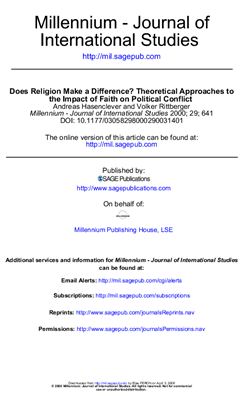 Hasenclever Andreas, Rittberge Volker. Does Religion Make a Difference?