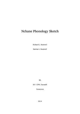 Boutwell R., Boutwell K. Nchane Phonology Sketch