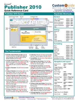 Шпаргалка - Publisher 2010 Quick Reference Card