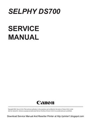 Canon SELPHY DS700. Service Manual