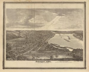 Давенпорт, Айова. 1875 г. Старая карта