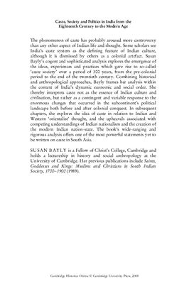 Bayly S. The New Cambridge History of India, Volume 4, Part 3: Caste, Society and Politics in India from the Eighteenth Century to the Modern Age