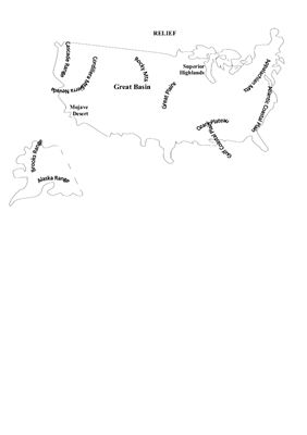 Карта США. Рельеф