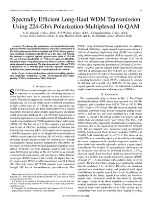 Gnauck A.H., Winzer P.J. et al. Spectrally Efficient Long-Haul WDM Transmission Using 224-Gb/s Polarization-Multiplexed 16-QAM