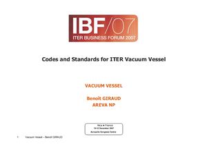 Giraud B. Codes and Standards for ITER Vacuum Vessel
