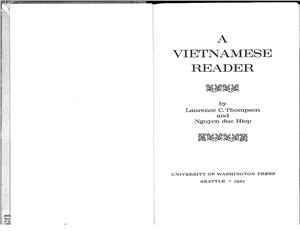 Thompson Laurence C., Hiep Nguyen Duc. A Vietnamese Reader / Вьетнамский язык. Книга для чтения