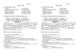 Лексико-грамматический тест по английскому языку 8 класс тема Еда