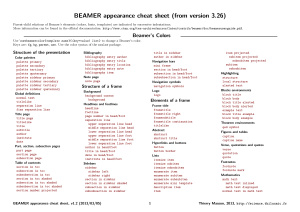 Masson Thierry. Beamer appearance cheat sheet (from version 3.26)
